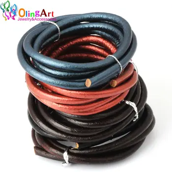OlingArt 5MM 1Yard Round Leather Cord/Wire DIY brown/black /leather women earrings Bracelet choker necklace jewelry making black leaf pendant cord choker necklace