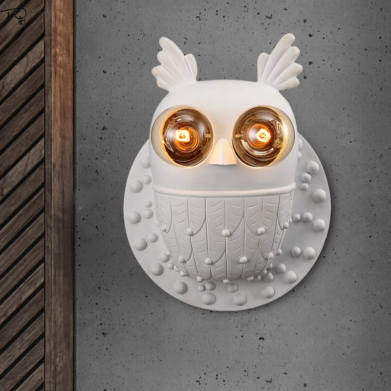 Nordic Resign Owl Wall Lamp Corridor Bedroom Bedside Kids Room Bathroom Stair Cartoon Creative Led Wall Sconce Light Fixtures