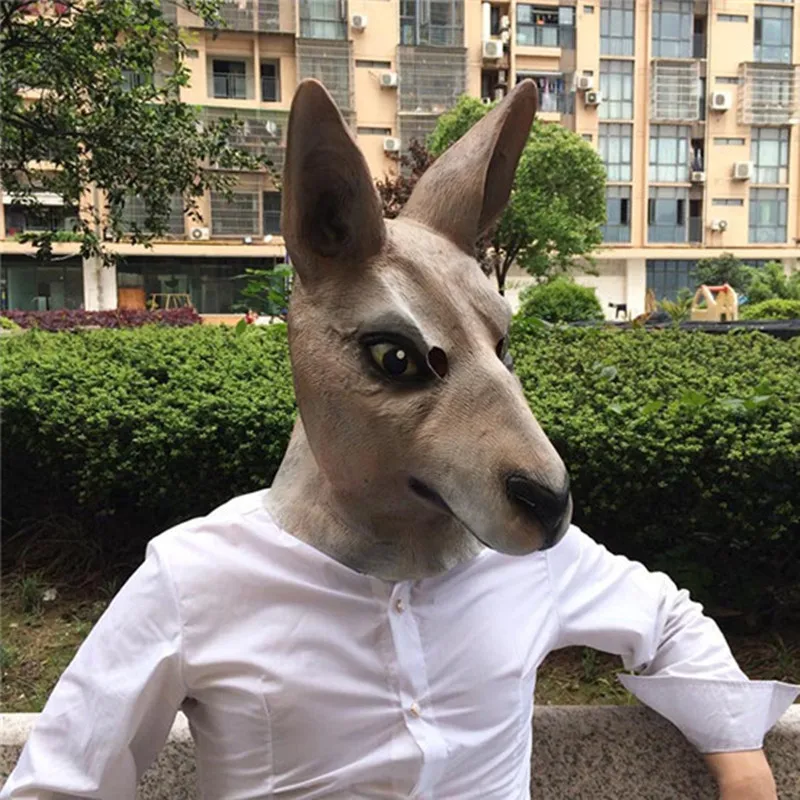 

High Quality Halloween Kangaroo Costume Play Masks funny Latex Mask Scary Animal Masks Masquerade Props Party Mask Supplies FA43