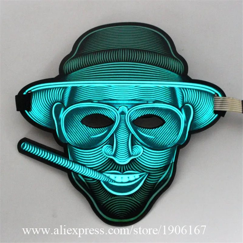 

LED Voice Control Luminous Mask Nightclub Masquerade Fluorescent LED Light Mask Illuminated Stage Performance Halloween Mask