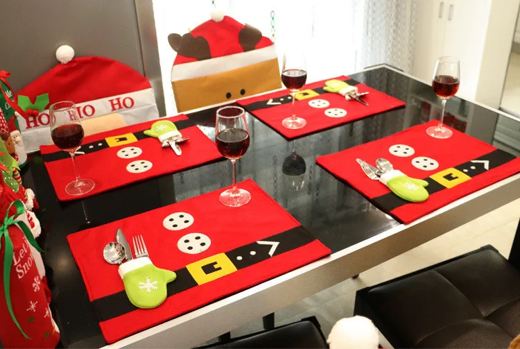4pcs Lot Lovely Christmas Table Mats Xmas Home Table Decor Santa