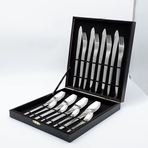 SILVER Japanese style Matte stainless steel cutlery sets fork knife scoop set dessert fork