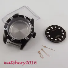 41 мм corgeut светящиеся знаки черный PVD чехол+ циферблат+ руки набор для ETA 821A 2836 8215 механизм высокого качества корпус часов