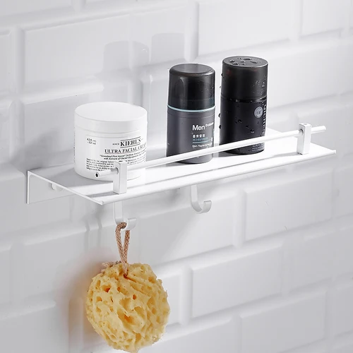 Nordic Free Punch White Bathroom Shelf Space Aluminum Bathroom Storage Rack Bathroom Pendant Corner Shelf Toilet Wall Shelfs - Цвет: white free punch