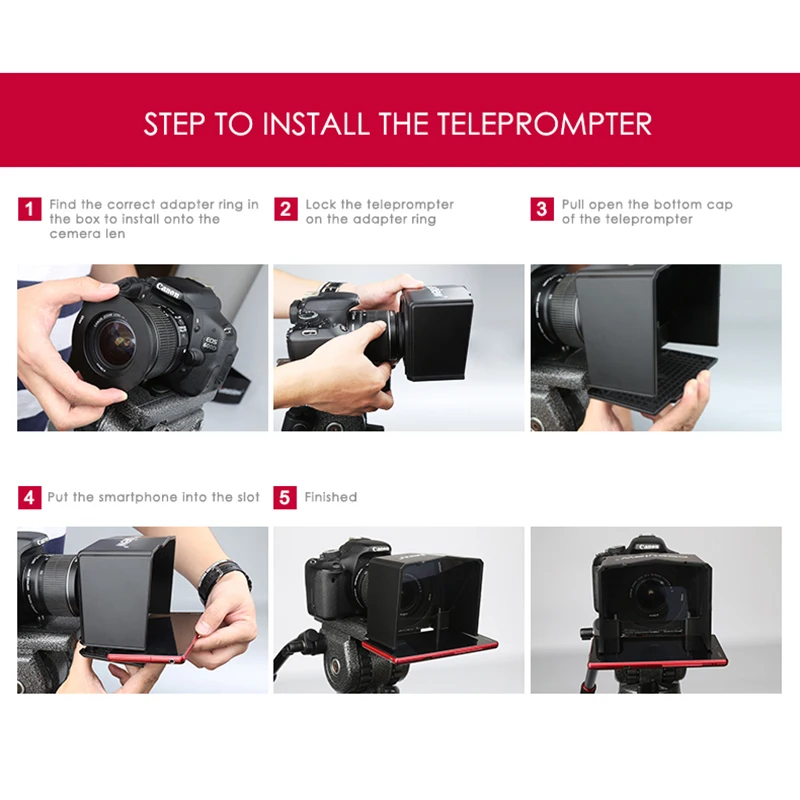  Bestview T1 Smartphone Teleprompter for Canon Nikon Sony Camera Photo Studio DSLR for Youtube Inter