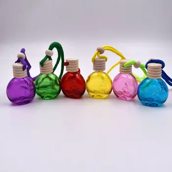 

10ml Colored Car Perfume Pendant Glass Empty Car Hanging Bottle 100PCS/LOT