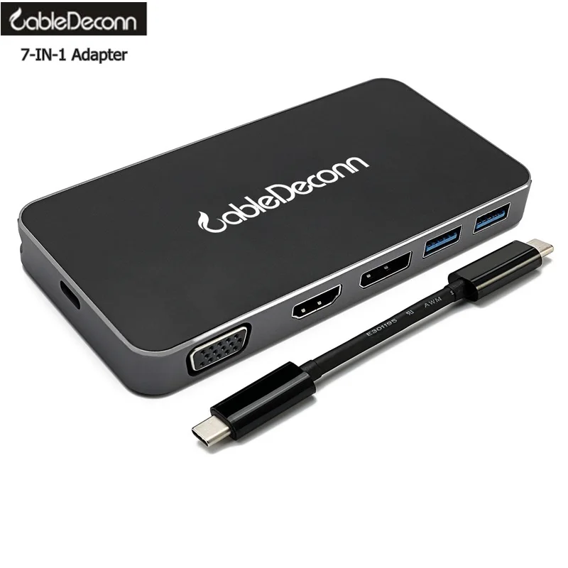 thunderbolt 3 usb-c hub hdmi vga displayport adapter Converter usb3.0usb3.1 Multi-function Multiport 7in1 For APPLE Macbook hdtv адаптер apple mj1l2zm a multiport adapter usb c to vga белый
