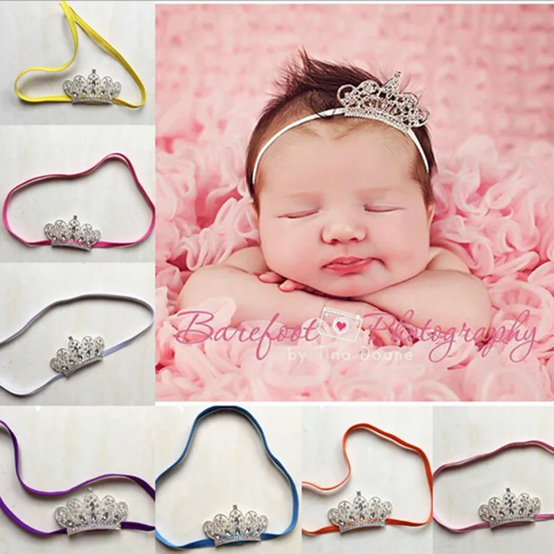 

2021 Crystal crown Children cute handmade baby elastic headband bling rhinestone beads children hair accessories