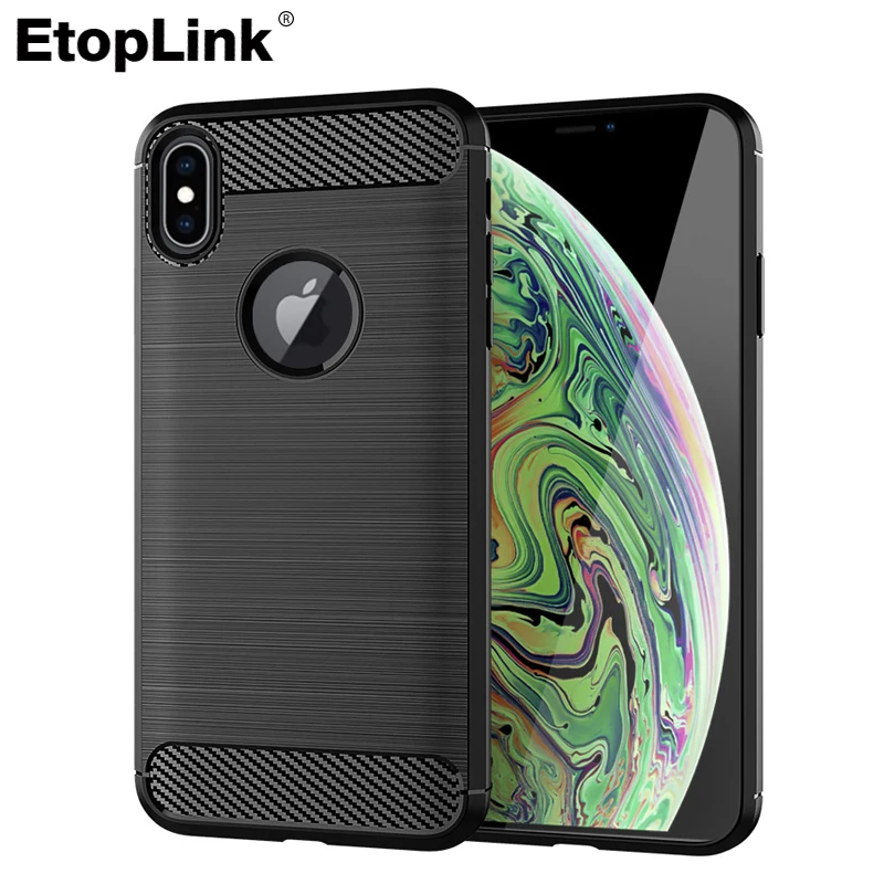 

ETOPLINK For IPhone XR XS Max Luxury Carbon Fiber Soft TPU Slim Silicone Case Shockproof Cover For Phone Men Women Business Case