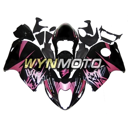 Полный обтекатель комплект для Suzuki GSXR1300 Hayabusa год 97-07 рамы ABS пластик инъекции черный розовый пламя панель мотоцикла