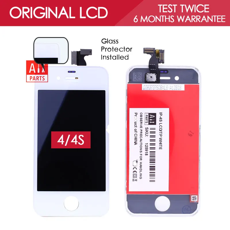 100 TESTED 3 5 inch Black White 960x640 Original LCD For iPhone 4 4S Screen Display