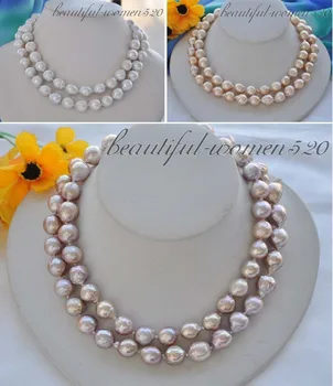 

X0334 13mm round keshi reborn freshater pearl necklace 33inch