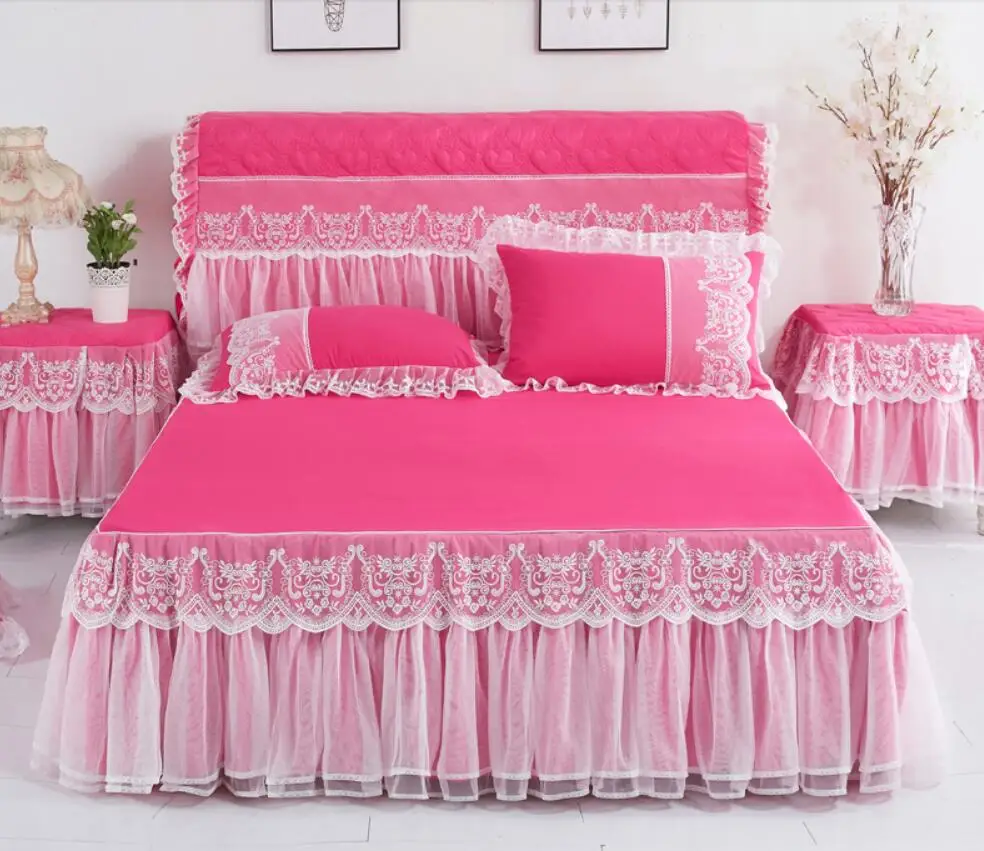 Невесты; цвет ярко-розовый; детское постельное белье одеяло постельные принадлежности кровать юбка наволочка в Корейском стиле со шнуровкой, натяжная простыня покрывало для подарок для девочек 1/3 предмета в комплекте