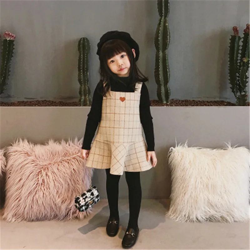 

2018 New Fashion 2 Pieces Baby Girls Clothing Set Coat Ball Gown Dress Autumn Winter Fashion Children Costume Plaid Clothing