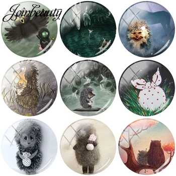 

JOINBEAUTY Fashion Hedgehog In The Fog DIY 25mm Round Photo Handmade Glass Cabochon Charms Demo Flat Back Making Findings