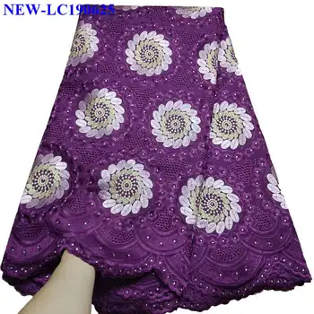 

High Quality 100%Cotton Lace Fabric Latest Design Swiss Voile With Stones Swiss Voile Lace In Switzerland For Party Dress XS-001