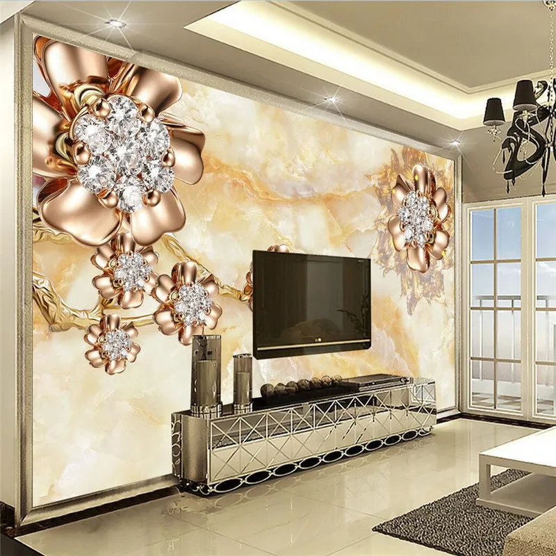 beibehang Wall Panel 3D Wallpaper Marble Diamond Jewelry Background