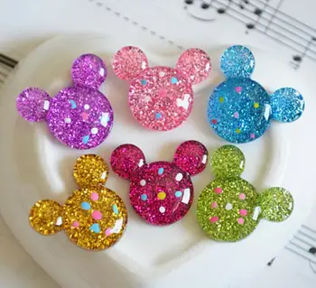 

Resin Glitter mouse head , Kawaii Resin Flatback Cabochon for Hair Bow Center Children Hair Accessories DIY wholesale