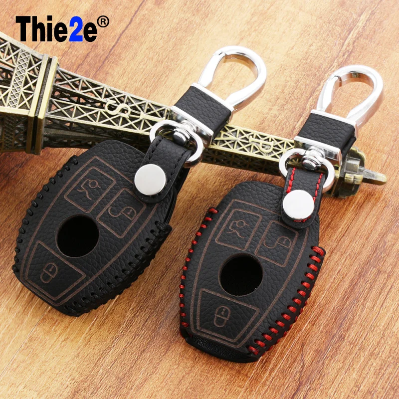 Leather Remote Key Fob Keychain Holder Cover Shell Key Case 3 Buttons