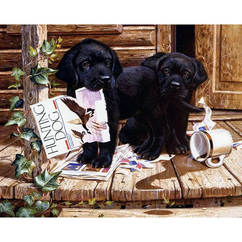 

YIKEE diamond painting Two dogs,diamond painting square diamonds,diamond painting square rhinestones K385