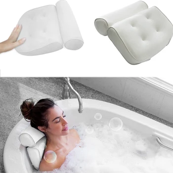 

New Comfortable Bath Spa Pillow Cushion Neck Back Support Foam Comfort Bathtub Tub Massage Suction Cup