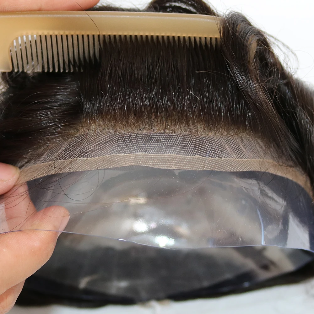 Eversilky Индийские человеческие Реми замена волос системы для накладка из искусственных волос для мужчин мужской парик Q6 база французского кружева с кожей различных цветов