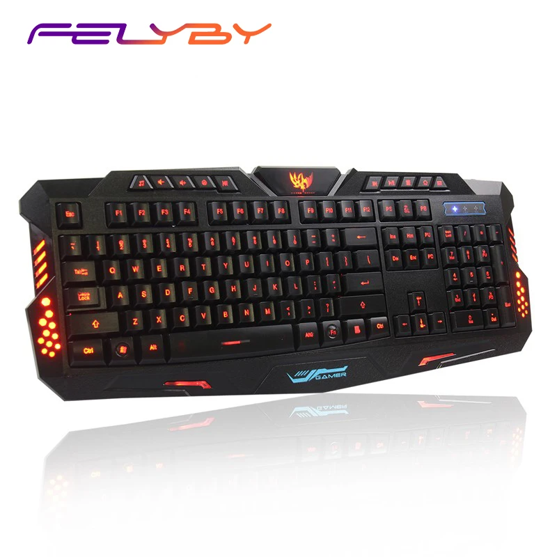 

FELYBY M200 3-Color Switch Gamer Backlight USB Wired Mechanical Feel PC/Laptop Computer Keyboard - Blue/Red/Purple