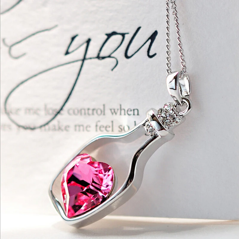 

Women Necklaces Pandents Hot Fashion Cute Crystal Love Drift Bottles Statement Necklace Delicate Jewelry Gift