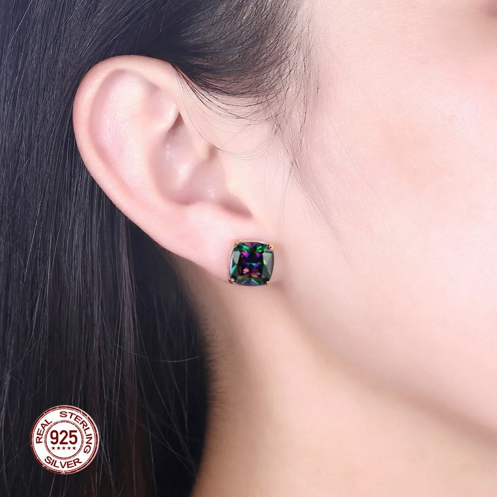 

1 Pair 100% 925 Sterling silver Ear Studs Earrings 925 silver square with Butterfly Clasp Push Back Earrings Women Men Earrings