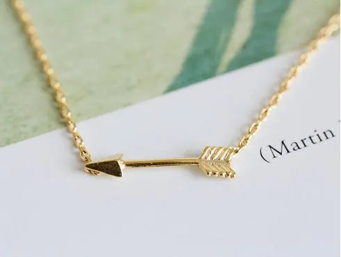 Female Small Horizontal Arrow Necklace Pendant Man Simple Sideways Green Bow Cupid Arms Jewelry | Украшения и аксессуары