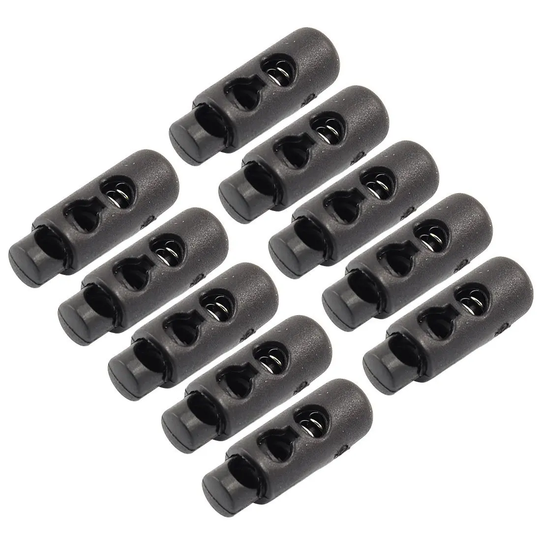 

10Pcs Plastic Barrel Cylinder Stoppers Toggle Cord Locks Black