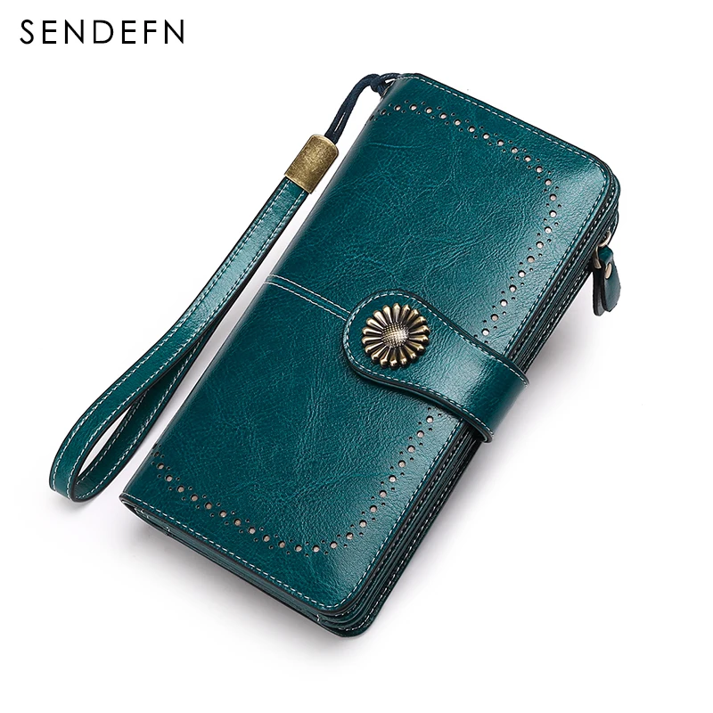Женский кошелек SENDEFN Длинный из спилка на молнии с ремешком для iPhone 7 5162S2 8|zipper