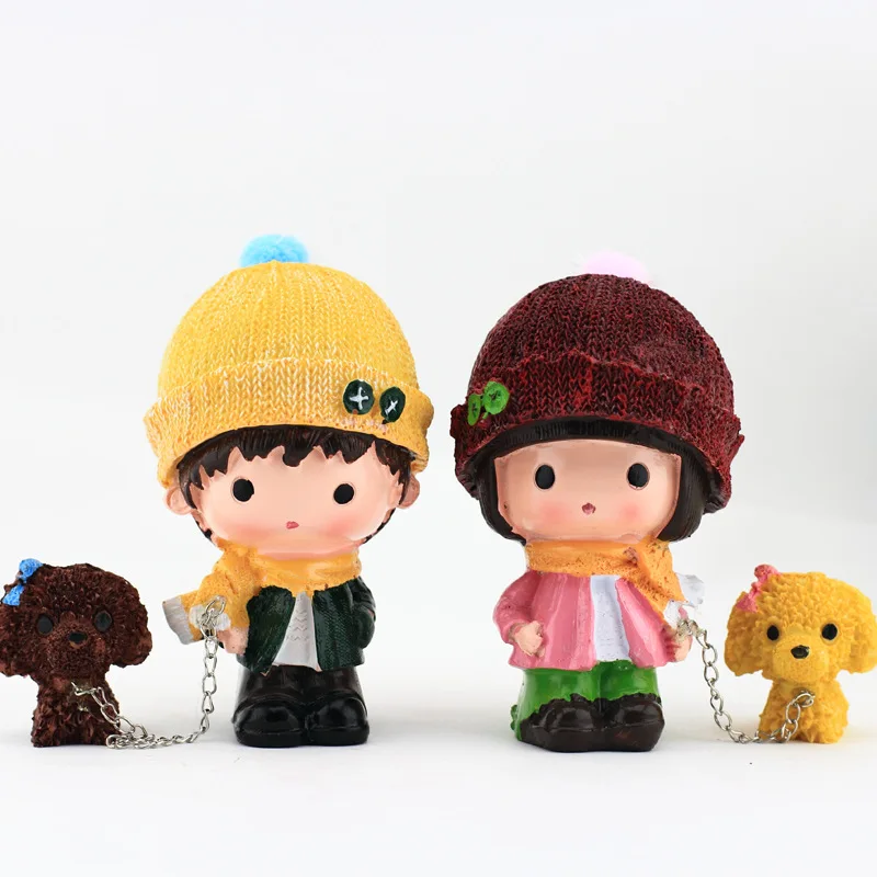 

Automotive Supplies Car Ornaments Yellow Hat Dog Dolls Resin Dog Leash Kids 8*8*11.5cm