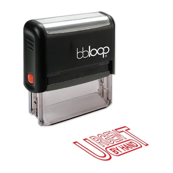 

BBloop "URGENT BY HAND" Outline Self-Inking Stamp, Rectangular, Laser Engraved, RED