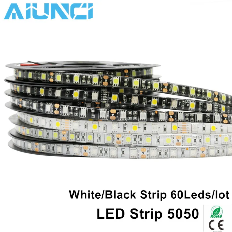

RGB LED Strip 5050 Black PCB DC12V Flexible Backlight LED Light ribbon tape 60 LED/m Waterproof RGB/White/Blue/Red