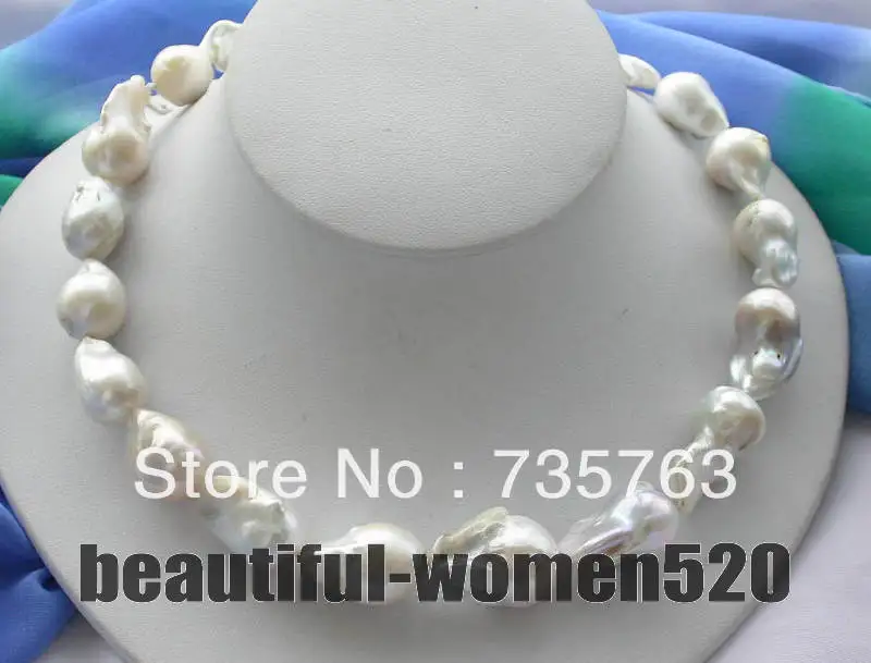 

xiuli 00190 big white baroque keshi reborn pearl necklace