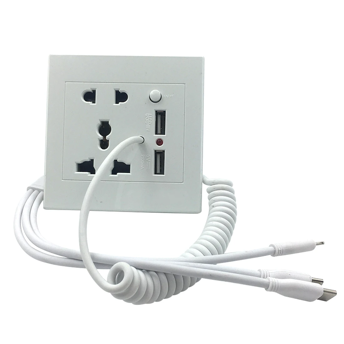 

Upgraded Version Multi-function Dual USB Wall Socket Charger with Data Cable AC DC Power Adapter Port Outlet Panel Receptacle