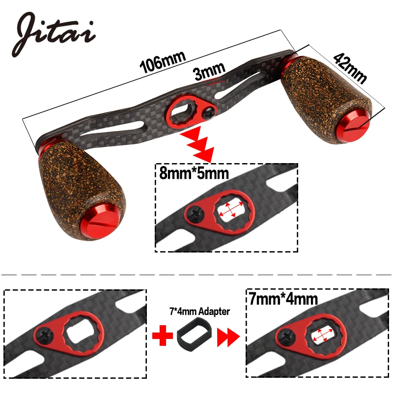 JITAI 8*5 мм отверстие углеродного волокна Рыболовная катушка ручка для