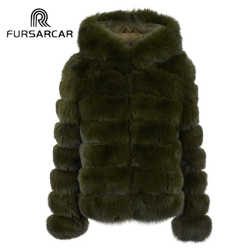 Женская зимняя куртка из натурального Лисьего меха FURSARCAR короткая натуральной