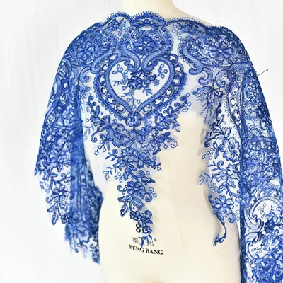 60 см ширина цвета блесток вышитые свадебное платье свадебное декоративное шитье большая Кружевная аппликация отделка Ткань Ремесло - Цвет: Blue