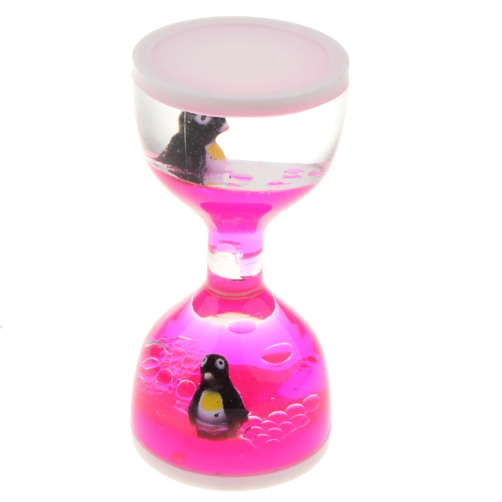 Liquid Motion Bubbler Timer Desk Sensory Toy Dolphin Animal Floating Oil Hourglass for Fidgeting Stress Relief Gifts Pink