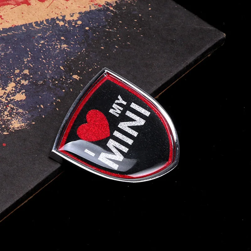Автомобильная металлическая эмблема, значок, наклейка, декоративные наклейки для Mini Cooper JCW One Countryman Clubman F55 R60 F60, аксессуары для стайлинга автомобилей - Название цвета: I Love Mini