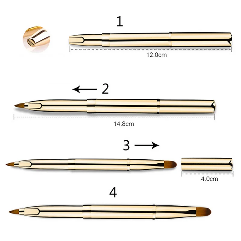 Модные Pro двуглавый макияж Выдвижной кисточка для губ Фонд кисти для макияжа Регулируемый инструмент Выдвижная Помада Кисть