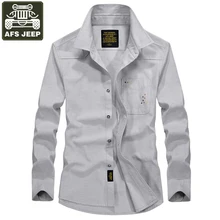 AFS JEEP, рубашка, мужские рубашки с длинным рукавом, одноцветная, хлопковая рубашка, мужская, размера плюс, 4XL, военная, повседневная, мужская рубашка, Camisa Hombre