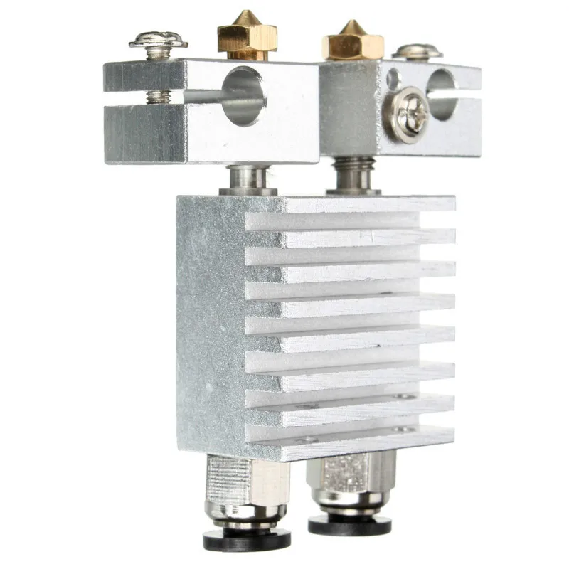 1Pcs 3D Printer Aluminum Double Nozzle Remote Kits 1.75mm 3mm Double Head with Long Distance Heating Print Head Extruder