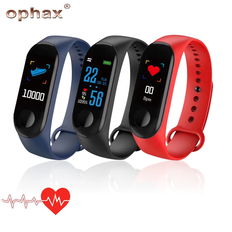 

OPHAX Waterproof M3 Plus Smart Wristband Blood Pressure Heart Rate Monitor Meter IPS Screen Digital Automatic Sphygmomanometer