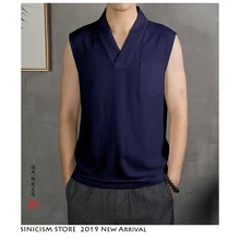 Магазин Sinicism, китайский Винтажный Мужской жилет для фитнеса,, летние рубашки без рукавов для тренировок, тренажерного зала, мужской повседневный спортивный костюм