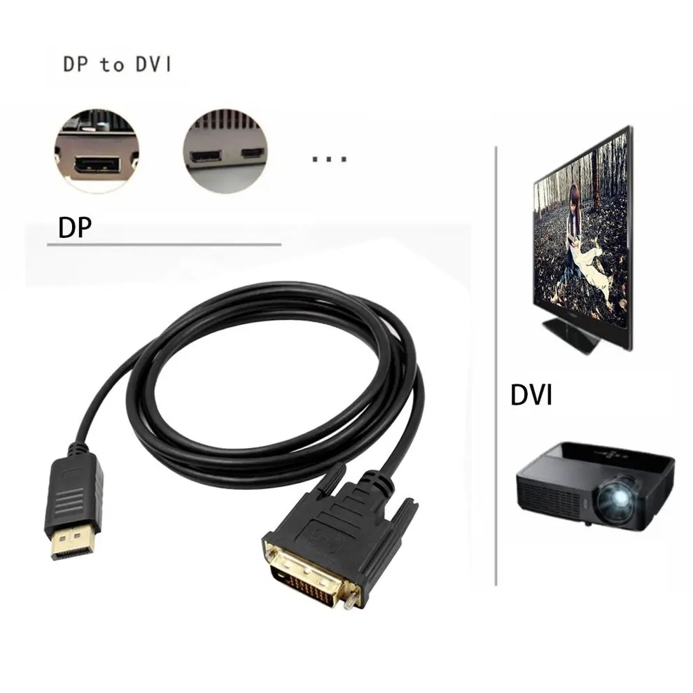 

5PCS DisplayPort DP to DVI Cable Male to Male Display Port to DVI Connection Adapter 1080P HD for HDTV PC Laptop Projector