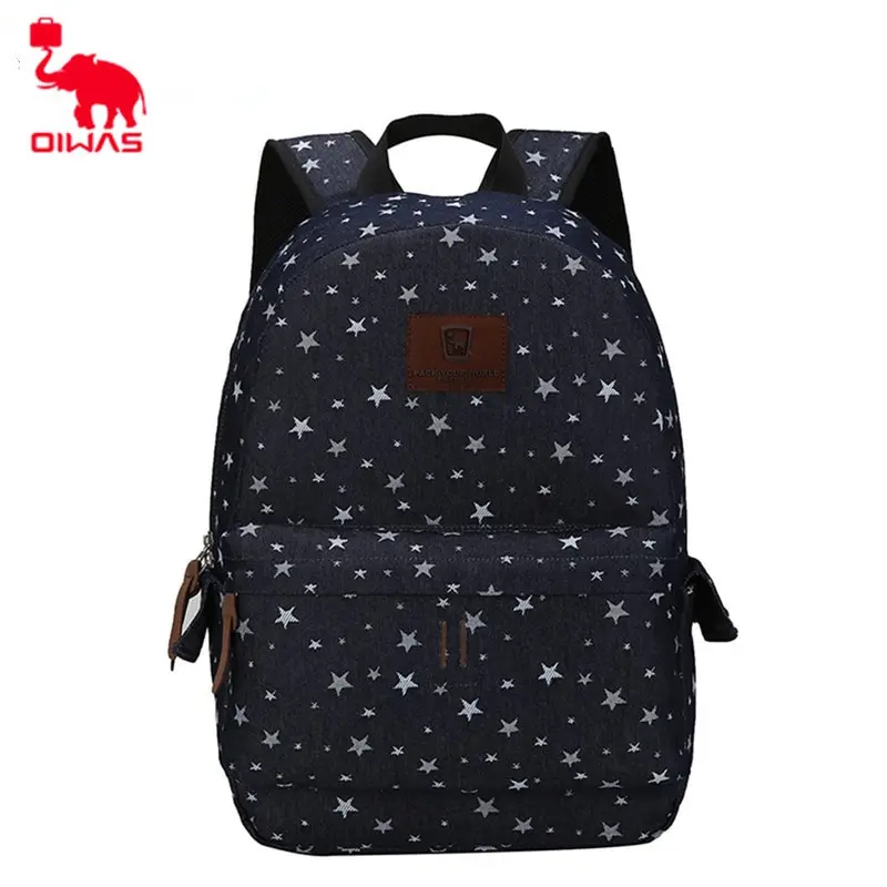 

Oiwas 18.7L Denim Fabric Leisure Style Laptop Backpack Dual Thicken Electronic Product Interlayer Multi-function Unisex