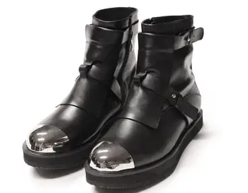 

Europe and the United States leather thick-soled short boots round head men boots Height Increasing shoes